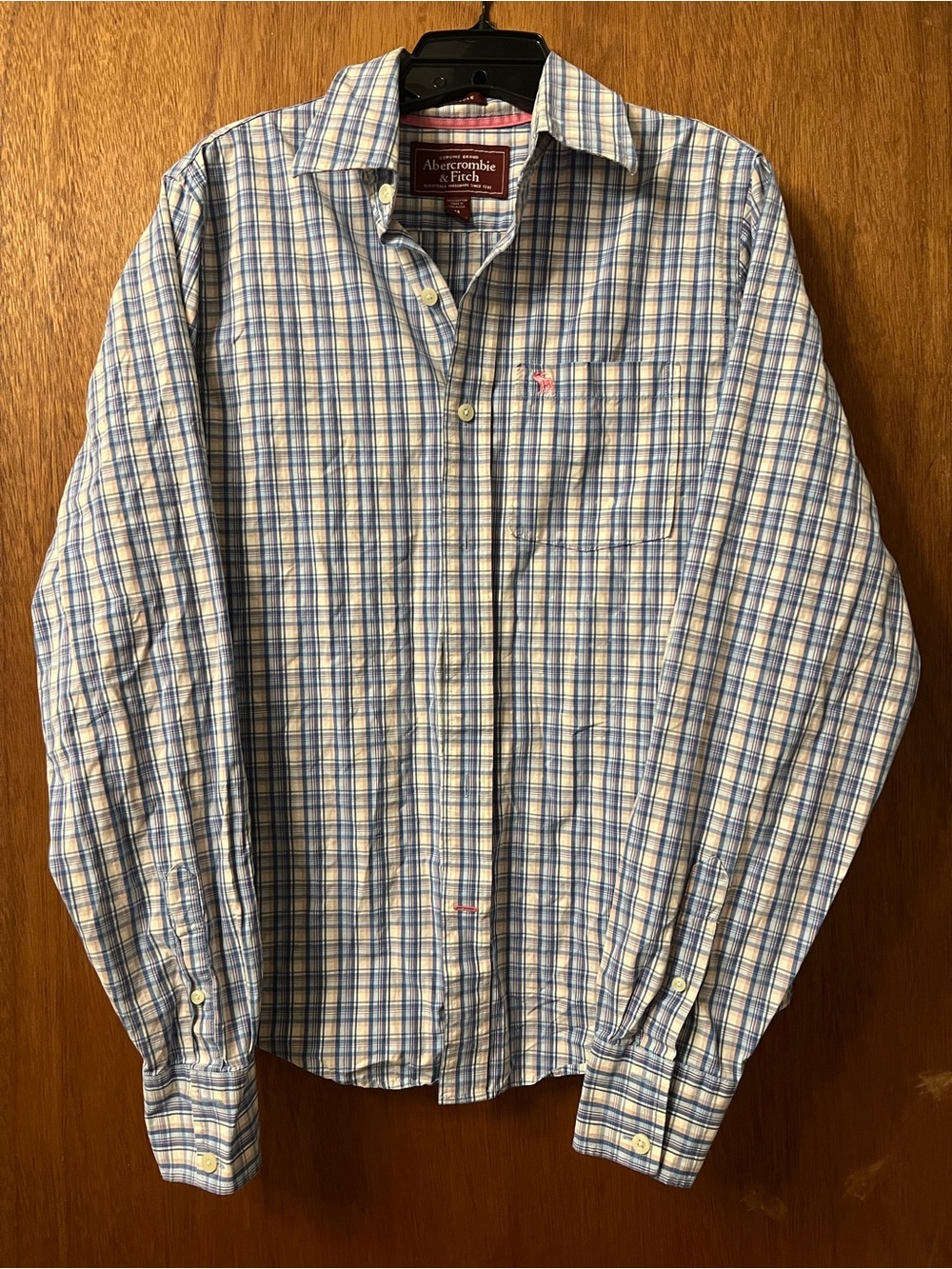 Abercrombie & Fitch Light Blue and White Plaid Button-Down Shirt